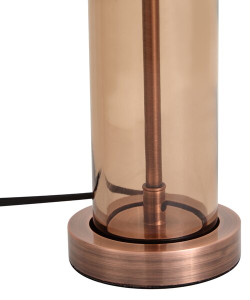 Lampada da tavolo Hotel Chic bronzo scuro con vetro marrone - Amara
