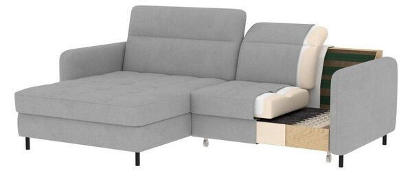 Divano angolare verde polveroso allungabile/con contenitore (con penisola a sinistra/con chaise lounge) e rivestimento in velluto Gomsi – ELTAP