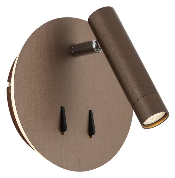 Lampada da parete moderna bronzo scuro con LED e USB-C - Croft