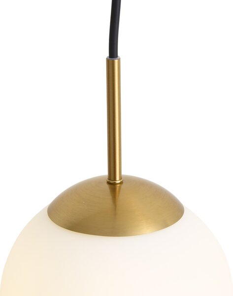 Lampada a sospensione Art Déco oro con vetro opale IP44 - Flore