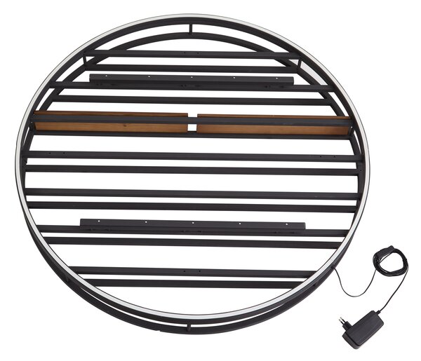 Lampada da parete moderna nera con legno rotondo e LED integrato - Wine Rack