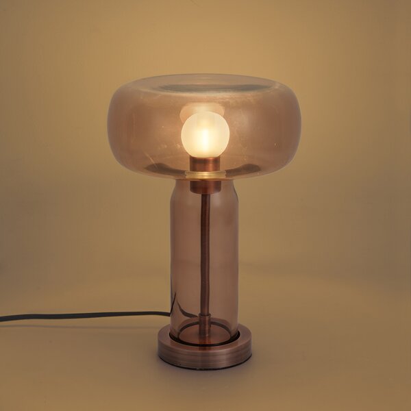 Lampada da tavolo Hotel Chic bronzo scuro con vetro marrone - Amara