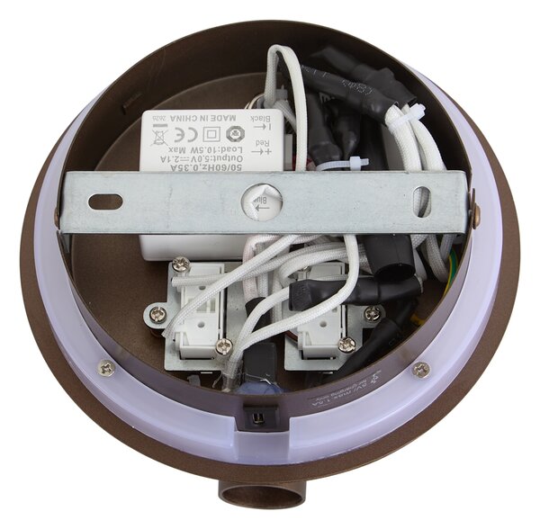 Lampada da parete moderna bronzo scuro con LED e USB-C - Croft