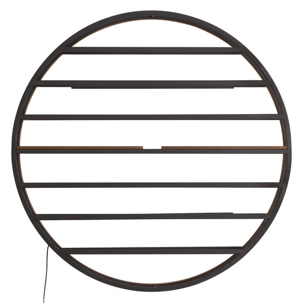 Lampada da parete moderna nera con legno rotondo e LED integrato - Wine Rack