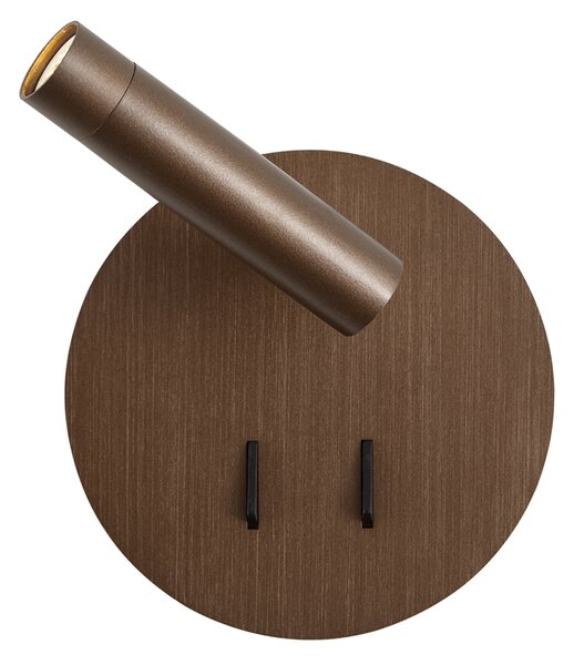 Lampada da parete moderna bronzo scuro con LED e USB-C - Croft