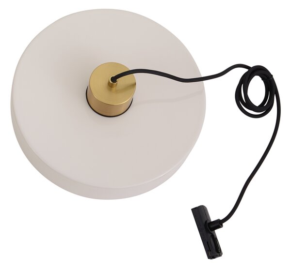 Lampada a sospensione retrò ottone con bianco per sistema a binario monofase - Iconic Jina