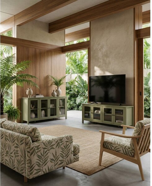 Mobile TV verde in pino massiccio 150x50x40 cm Alessandra – Marckeric
