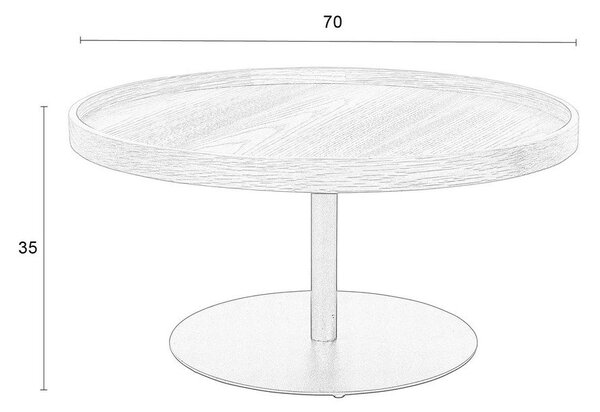 Tavolino da salotto rotondo nero con piano effetto rovere ø 70 cm Yuri L – White Label