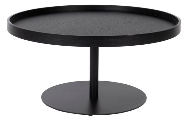 Tavolino da salotto rotondo nero con piano effetto rovere ø 70 cm Yuri L – White Label
