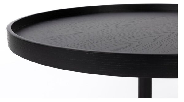 Tavolino da salotto rotondo nero con piano effetto rovere ø 70 cm Yuri L – White Label