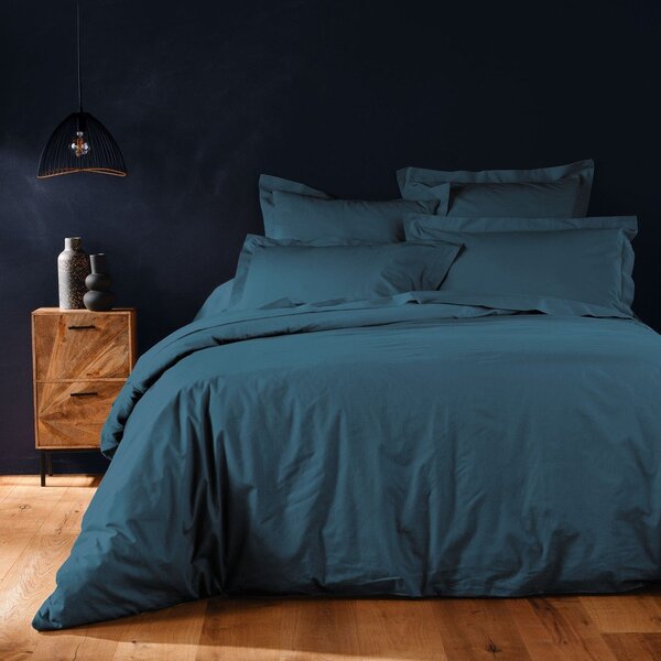 Copripiumino color petrolio in cotone per letto matrimoniale/per letto esteso 240x220 cm Lina – douceur d'intérieur