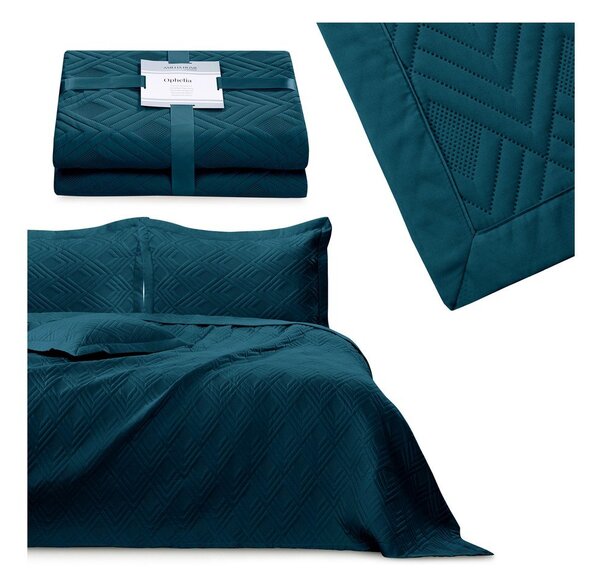 Copriletto color petrolio in microfibra con rivestimento trapuntato 170x210 cm Ophelia – Restilo