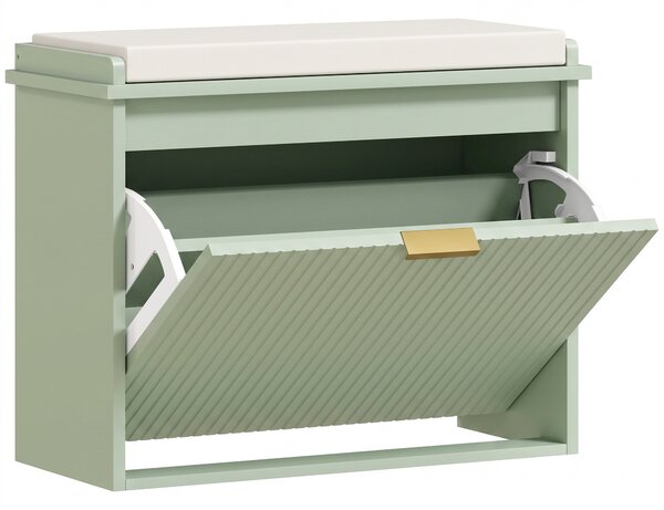 HOMCOM Panca portascarpe con cuscino e cassetto ribaltabile 62x26x47,5 cm, Verde | Aosom Italy