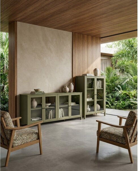 Vetrina verde in pino massiccio 186x80x40 cm Alessandra – Marckeric