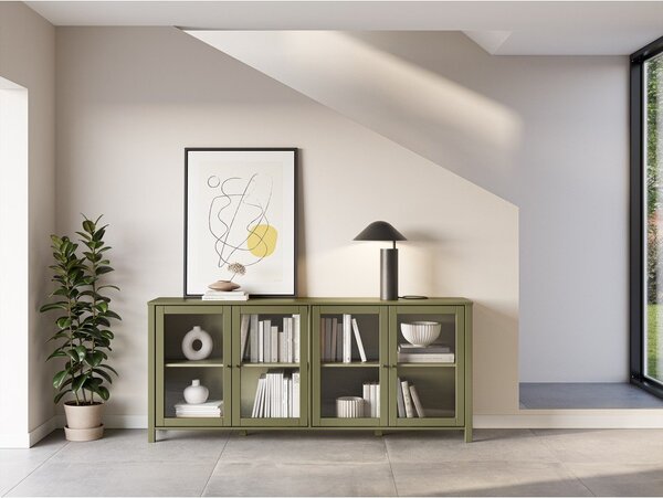 Vetrina verde in pino massiccio 186x80x40 cm Alessandra – Marckeric