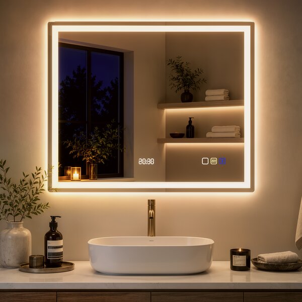 HOMCOM Specchio da bagno LED Bluetooth 90x70 cm con touch, antiappannamento e memoria, Argento | Aosom Italy