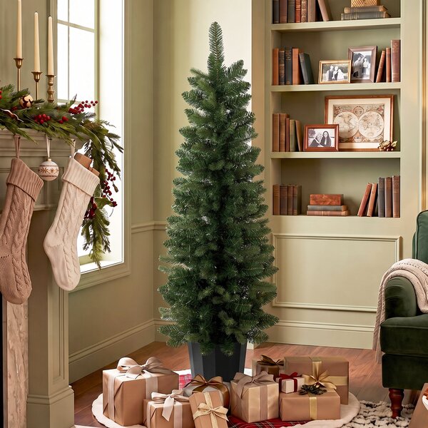 HOMCOM Set 2 alberi di Natale artificiali 120 cm con 170 punte e base a vaso, Verde | Aosom Italy