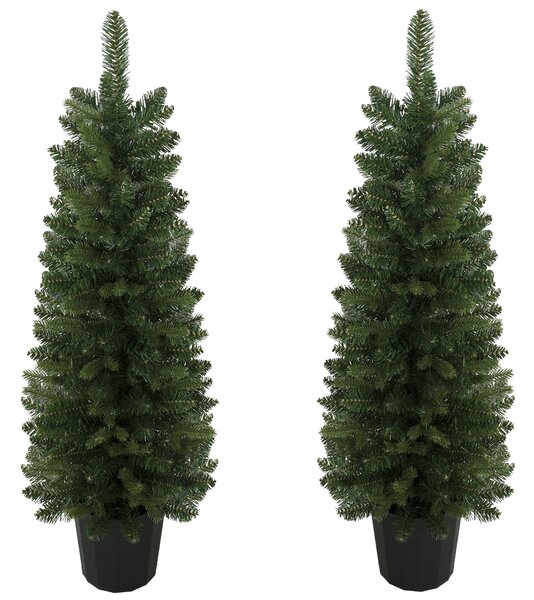 HOMCOM Set 2 alberi di Natale artificiali 120 cm con 170 punte e base a vaso, Verde | Aosom Italy