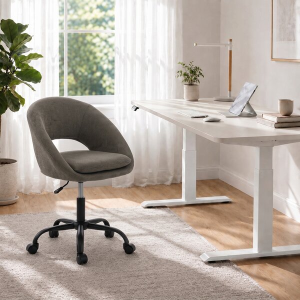 HOMCOM Sedia da ufficio ergonomica in ciniglia girevole 360° e regolabile in altezza, Verde scuro | Aosom Italy
