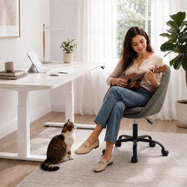HOMCOM Sedia da ufficio ergonomica in ciniglia girevole 360° e regolabile in altezza, Verde scuro | Aosom Italy