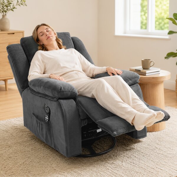HOMCOM Poltrona relax girevole con massaggio, calore, oscillazione e reclinazione manuale, Grigio | Aosom Italy
