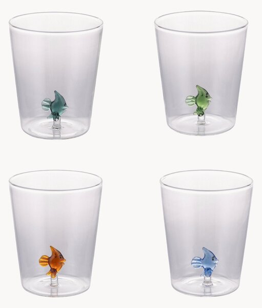 Set di 4 bicchieri in vetro Fish