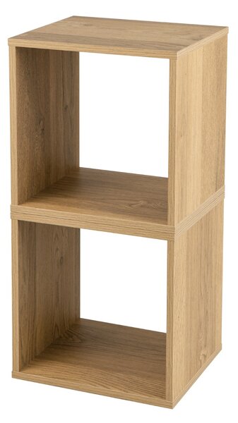 Costway Set di 2 organizzatori a cubo da pavimento, 2 cubi modulari fai da te per il soggiorno lo studio Legno naturale