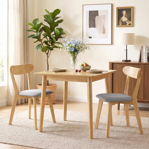 HOMCOM Set 2 sedie da pranzo imbottite effetto lino con schienale curvo, Grigio e Legno naturale | Aosom Italy