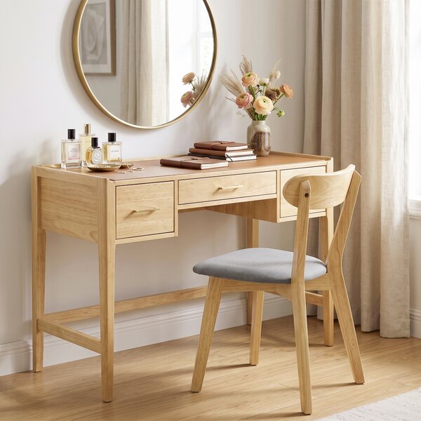 HOMCOM Set 4 sedie da pranzo imbottite in tessuto con schienale curvo, Grigio e Legno naturale | Aosom Italy