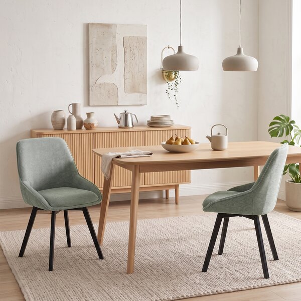 HOMCOM Set 2 sedie da pranzo girevoli 360° in ciniglia con schienale curvo, Verde | Aosom Italy