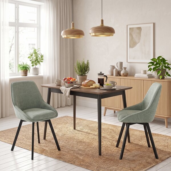 HOMCOM Set 2 sedie da pranzo girevoli 360° in ciniglia con schienale curvo, Verde | Aosom Italy
