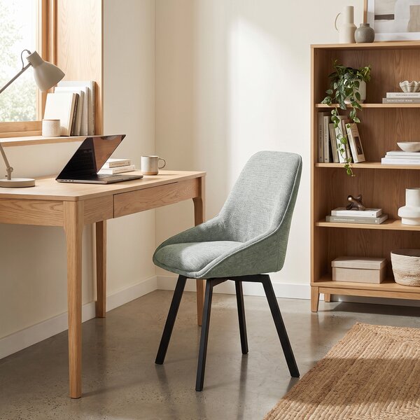 HOMCOM Set 2 sedie da pranzo girevoli 360° in ciniglia con schienale curvo, Verde | Aosom Italy