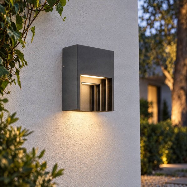 Applique da esterni a LED Aurali Lindby, Nero, Alluminio, Moderno, Applique LED da esterni
