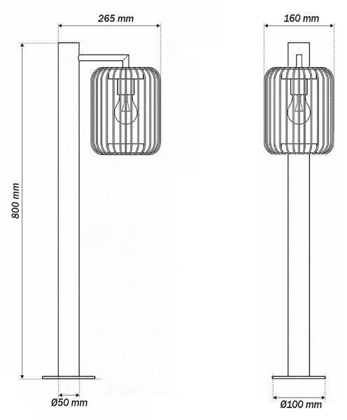 Paletto da Giardino Nero a Lanterna 80cm Base E27 IP54 - Serie NEXUS