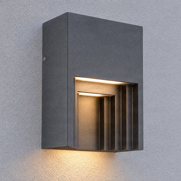 Applique da esterni a LED Aurali Lindby, Nero, Alluminio, Moderno, Applique LED da esterni