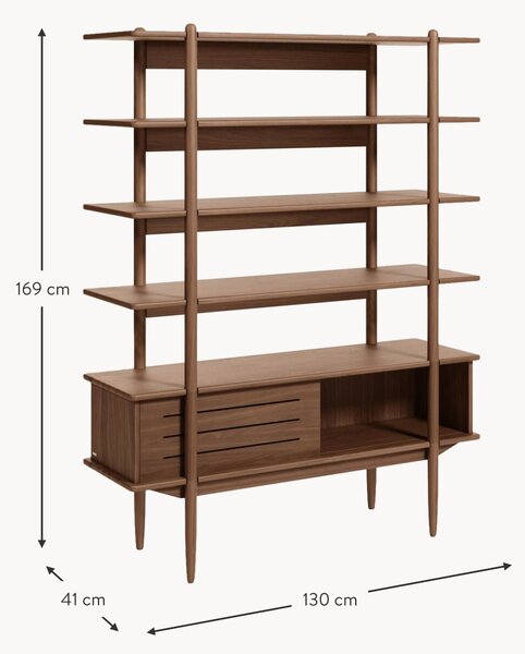 Scaffale in legno di noce Carolin