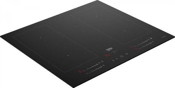 Beko Piano Cottura Induzione 4 Fuochi Larghezza 59 cm in Vetro con 2 Sezione IndyFlex colore Nero - HII 64720 UF2T