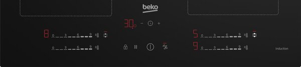 Beko Piano Cottura Induzione 4 Fuochi Larghezza 59 cm in Vetro con 2 Sezione IndyFlex colore Nero - HII 64720 UF2T
