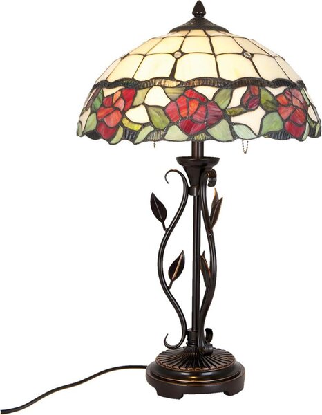 Lampada da tavolo Tiffany Clayre & Eef Ø 35x61 cm Beige Verde Vetro Rosa