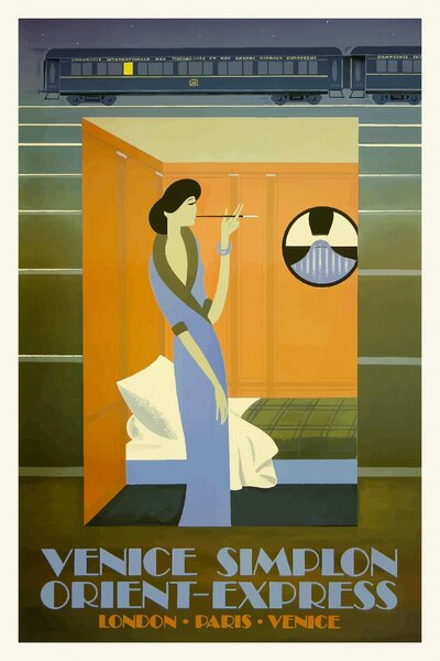 Stampa artistica Vintage Travel Poster Venice Orient Express, (26.7 x 40 cm)