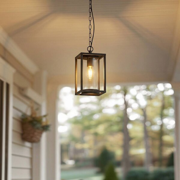 Lucande lampada a sospensione da esterno Ferda, 25 cm, antracite, IP44 Ferda Lucande, dimmerabile, Nero, Alluminio, Moderno