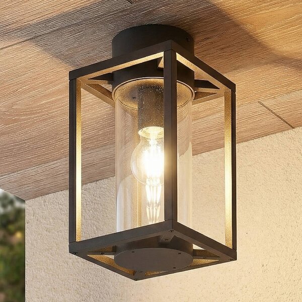Lucande Plafoniera da esterno Ferda, 29 cm, antracite, IP44 Ferda Lucande, dimmerabile, Nero, Alluminio, Moderno, Plafoniera