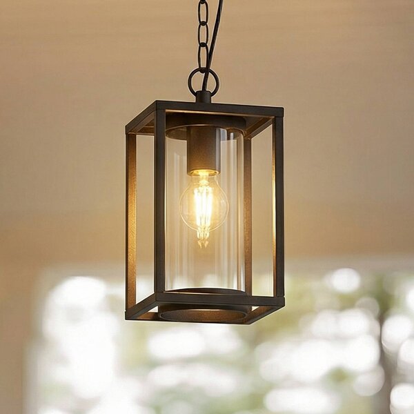 Lucande lampada a sospensione da esterno Ferda, 25 cm, antracite, IP44 Ferda Lucande, dimmerabile, Nero, Alluminio, Moderno