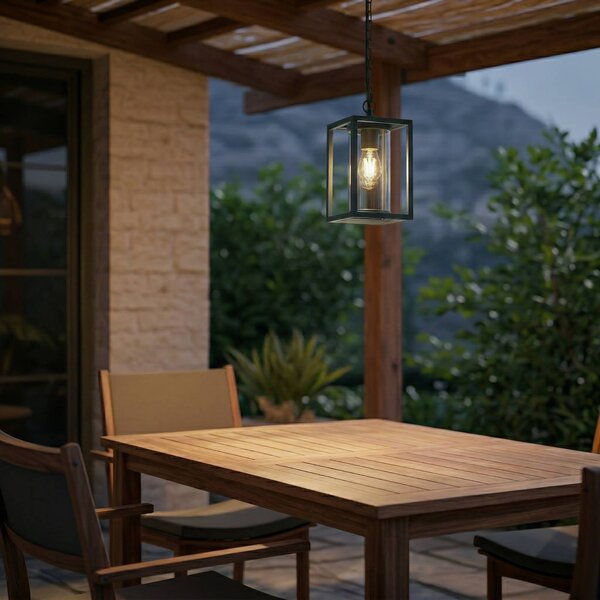 Lucande Lampada a sospensione da esterno Ferda, verde, IP44, vetro, E27 Ferda Lucande, dimmerabile, Verde, Alluminio, Moderno