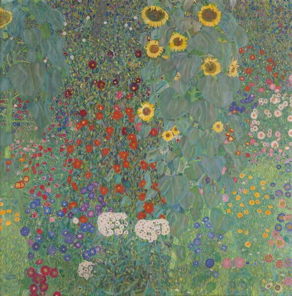 Klimt, Gustav - Riproduzione Farm Garden with Sunflowers 1905-06, (40 x 40 cm)