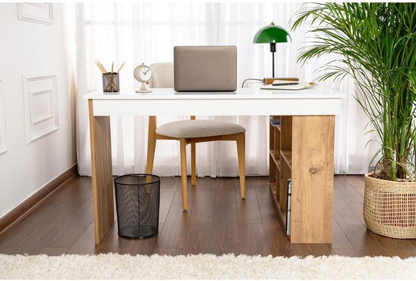 Scrivania angolare con effetto pino 120x130 cm Vesper – Kalune Design