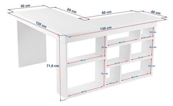 Scrivania angolare con effetto pino 120x130 cm Vesper – Kalune Design