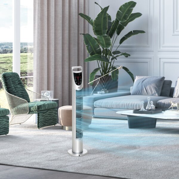 HOMCOM Ventilatore colonna 40W timer 3 velocità 3 modalità telecomando touchscreen oscillante silenzioso