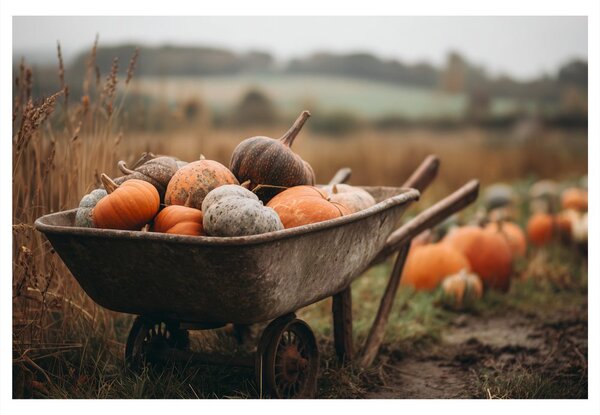 Quadro su tela – Raccolta autunnale di zucche