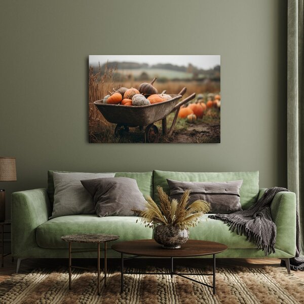Quadro su tela – Raccolta autunnale di zucche